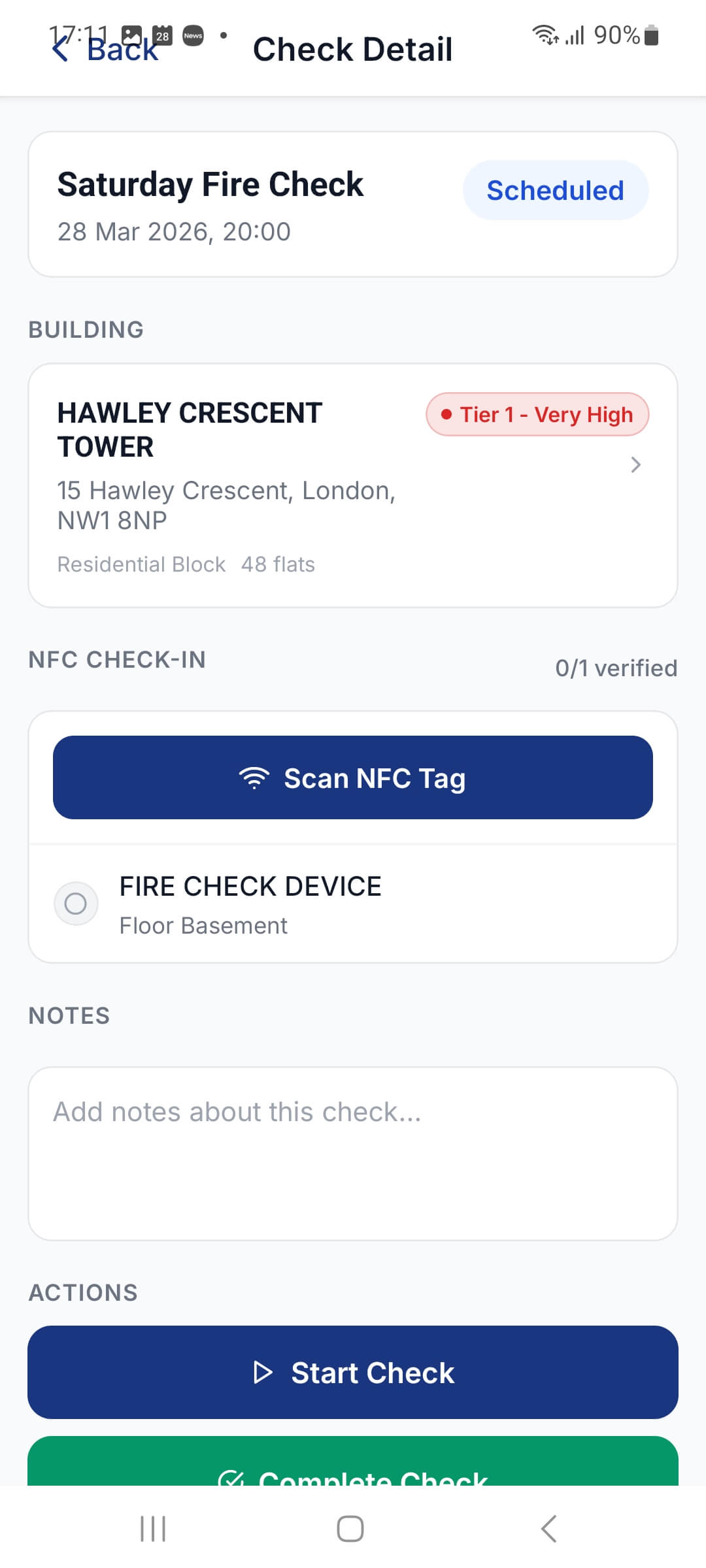 NFC check detail screen